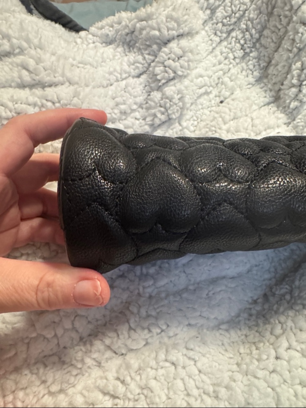Betsey Johnson Black Quilted Heart Cosmetic Pouch with Wrist Strap - Picture 6 of 9